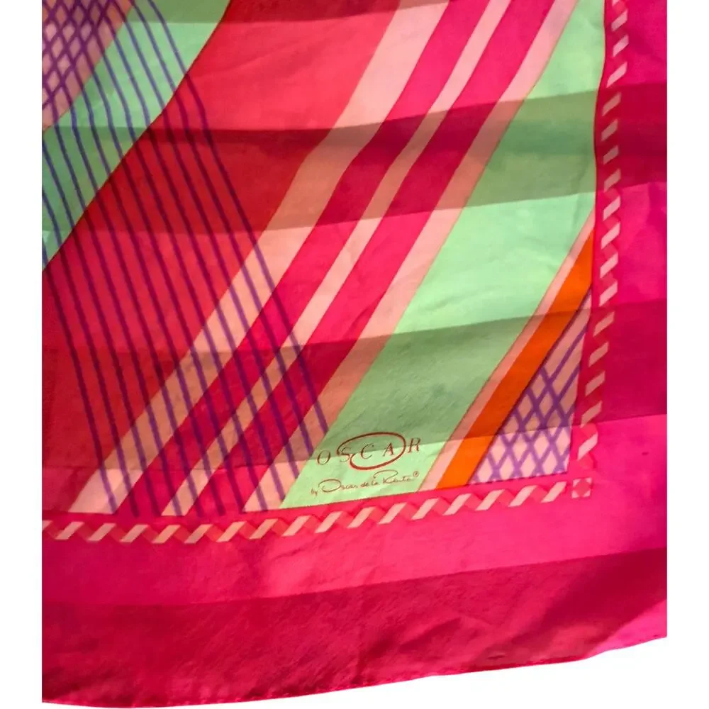 Vintage Oscar by Oscar de la Renta Silk Color Block Scarf NWOT 34x34